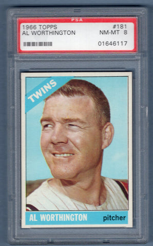 1966 Topps #181 Al Worthington (01646117) PSA 8