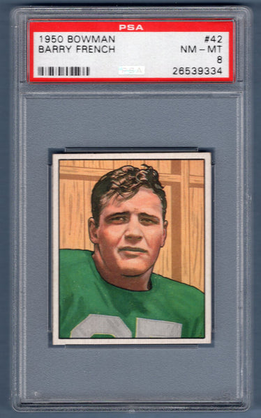 1950 Bowman #42 Barry French (26539334) PSA 8