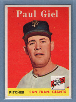 1958 Topps #308 Paul Giel (st) (b) VG-EX  GO501