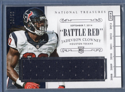 2014 Panini National Treasures Jadeveon Clowney Battle Red 10/50
