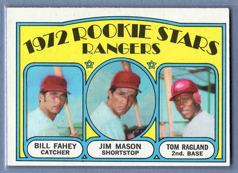 1972 Topps #334 Rangers Rookies (Bill Fahey, Jim Mason, Tom Ragland) Ex-Nm