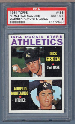 1964 Topps #466 A's Rookies (Green) (18772439) PSA 8