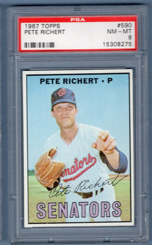 1967 Topps #590 Pete Richert (15308275) PSA 8