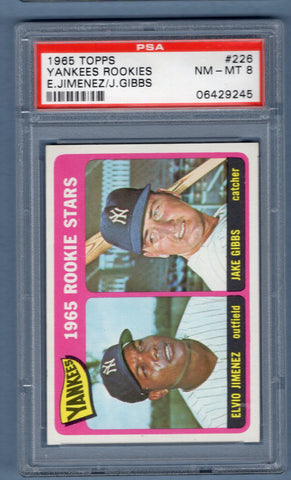1965 Topps #226 Yankees Rookies (Gibbs) (06429245) PSA 8
