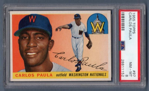 1955 Topps #97 Carlos Paula PSA 8